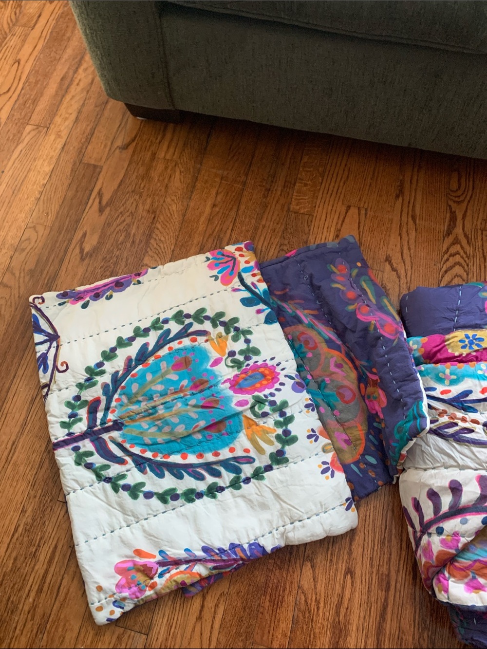 Natural Life Vibrant Multicolor Quilted Comforter Set with two shams f/q - Picture 3 of 4